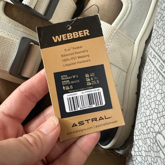 ASTRAL {NIB} Women's Webber Sandals | 8 / 37-38 | white | adjustable straps - Picture 5 of 10